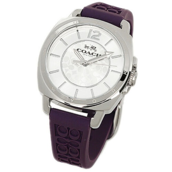 Coach Women Boyfriend Purple Logo-Embossed Watch - Picture 2 of 4